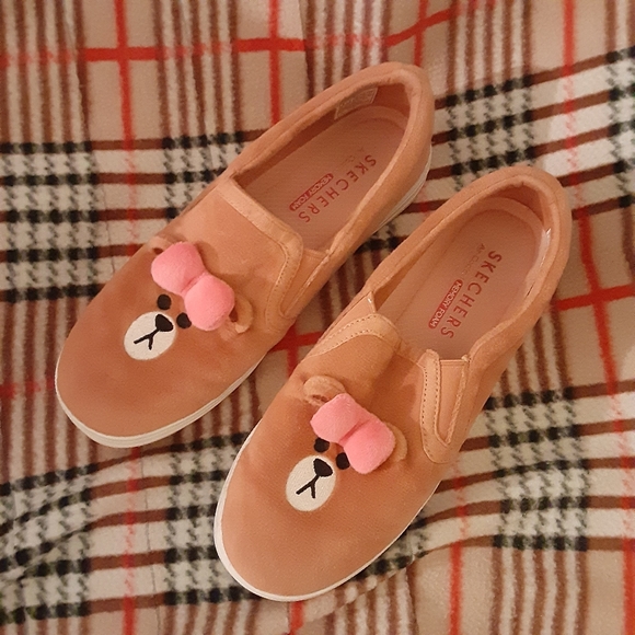 Sketchers Line Friends Choco Plush Pals Shoes Size 8 - Picture 1 of 6